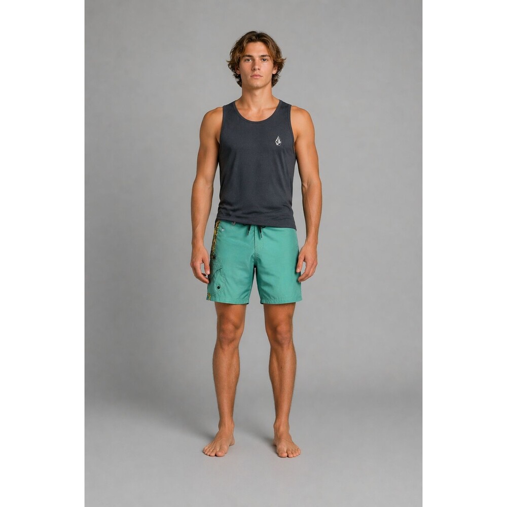 Volcom Green Board Shorts Mens 29 Surf Swim Trunks Lace Up